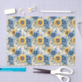 Papier Mousseline Motif de tournesol Découpage bleu et jaune (Artisanat)
