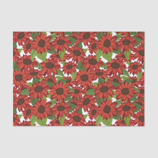 Papier Mousseline Motif de tournesol rouge (Recto)