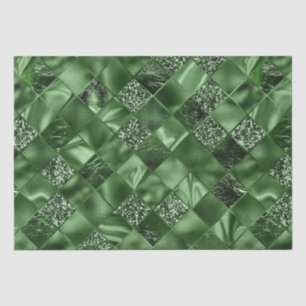 Papier Mousseline Motif de treillis de diamant de scintillement vert