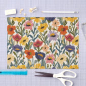 Papier Mousseline Motif de tricot botanique Couleurs pastel vintage (Artisanat)
