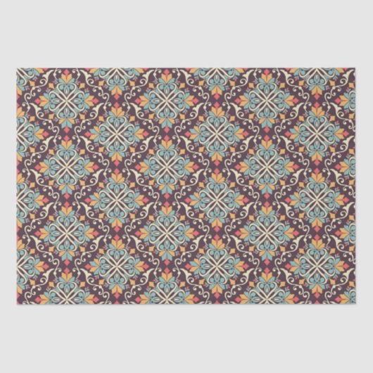 Papier Mousseline Motif de tuiles florales (Recto)