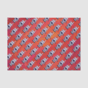 Papier Mousseline Motif de vache de Noël sur Red Field