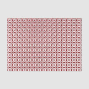 Papier Mousseline Motif de variation Asanoha Rouge Oriental Blanc