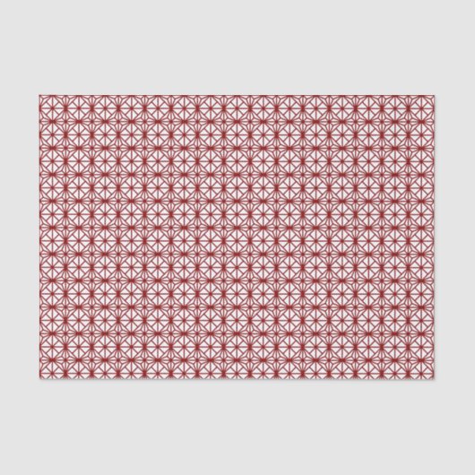 Papier Mousseline Motif de variation Asanoha Rouge Oriental Blanc (Recto)