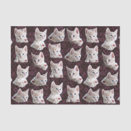 Papier Mousseline Motif de visages de chat de Kitty avec l'image de (Recto)