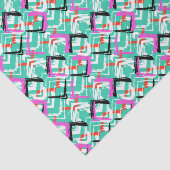 Papier Mousseline Motif de zigzag turquoise tiré par la main (Détail)