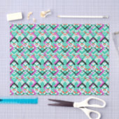 Papier Mousseline Motif de zigzag turquoise tiré par la main (Artisanat)