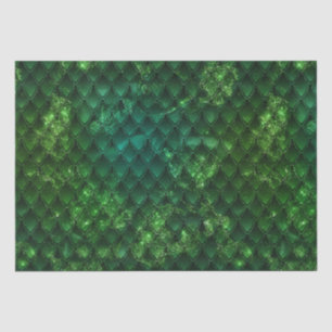 Papier Mousseline Motif d'écailles de dragon vert Fantaisie Émeraude