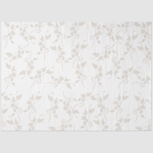 Papier Mousseline Motif décoratif en feuille beige botanique (Recto)