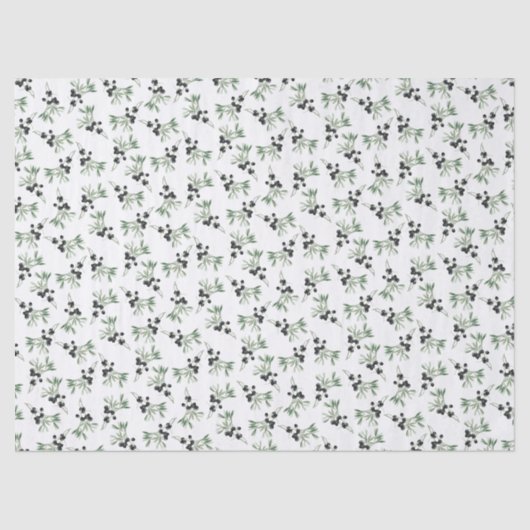 Papier Mousseline Motif décoratif simple Branche d'olivier Botanique (Recto)