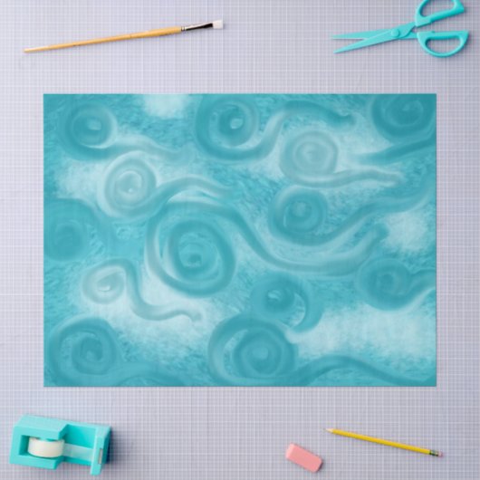 Papier Mousseline Motif découpage bleu ciel tourbillonnant fantaisis (Artisanat)
