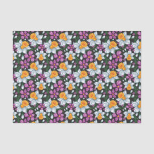 Papier Mousseline Motif d'élégance avec les fleurs 2 de narcisse