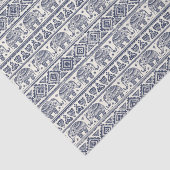 Papier Mousseline Motif d'éléphant ethnique bleu (Détail)