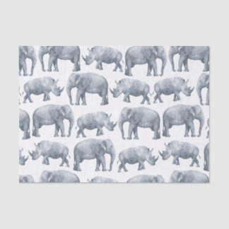 Papier Mousseline Motif d'éléphants et de rhinocéros de safari