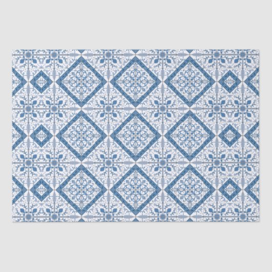 Papier Mousseline Motif Delft Tile (Recto)