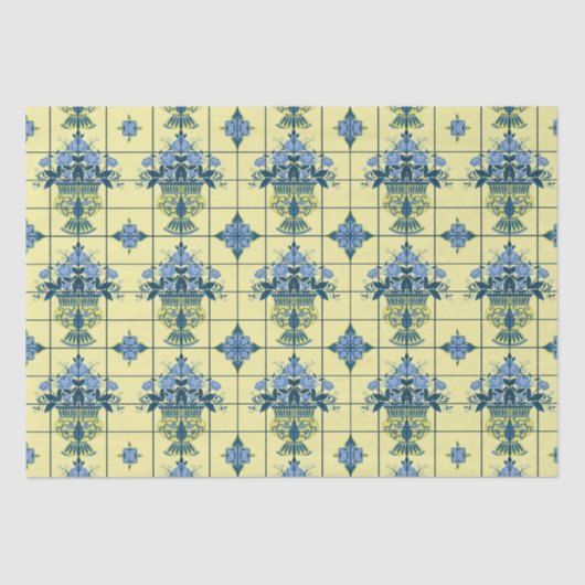Papier Mousseline Motif Delft Tile (Recto)