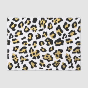Papier Mousseline Motif d'empreinte de léopard de noir de feuille
