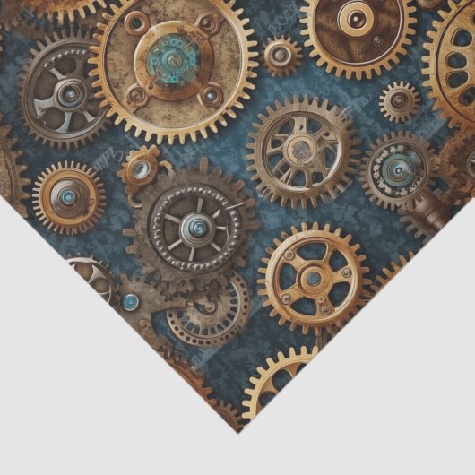 Papier Mousseline Motif d'engrenages Steampunk (Détail)