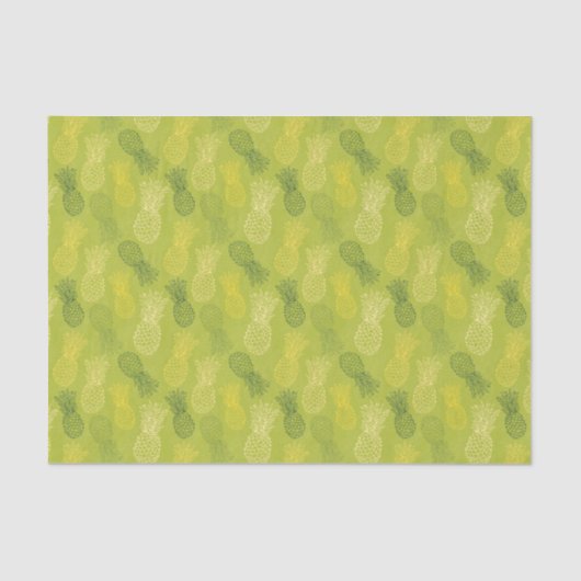 Papier Mousseline Motif d'ensemble d'ananas sur le vert (Recto)