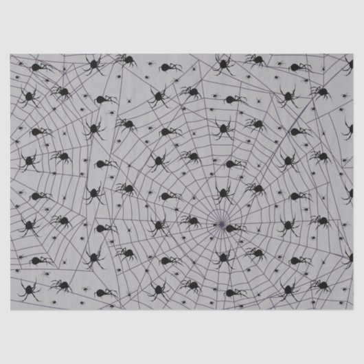 Papier Mousseline Motif déplaisant Black Spider sur Grey (Recto)