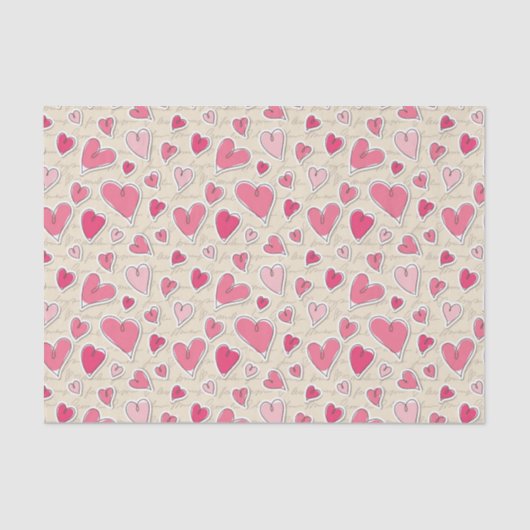 Papier Mousseline Motif des coeurs (Recto)
