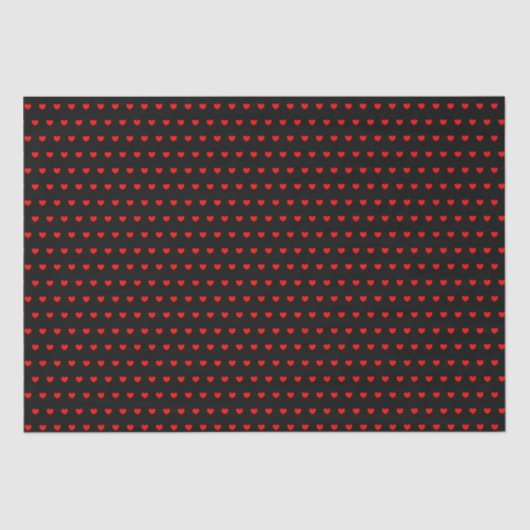 Papier Mousseline Motif des Coeurs rouges sur le noir (Recto)