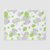 Papier Mousseline Motif Des Eléphants, Eléphants Mignons - Grey Vert (Recto)