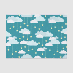 Papier Mousseline Motif des étoiles et nuages en chute mûre