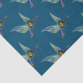 Papier Mousseline Motif des fées forestières sur le bleu (Détail)