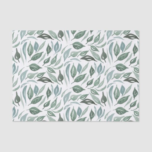 Papier Mousseline Motif des Feuilles d'aquarelle de verdure moderne (Recto)