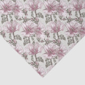 Papier Mousseline Motif des fleurs d'hibiscus roses rousses (Détail)