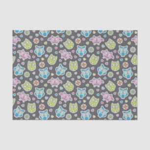 Papier Mousseline motif des hiboux de bande dessinée