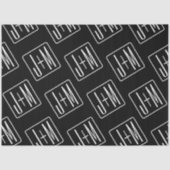 Papier Mousseline Motif des initiales Mariages modernes | Noir & Bla (Recto)