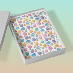 Papier Mousseline Motif des oeufs de Pâques et des poussins Pastel