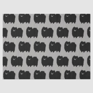Papier Mousseline Motif des Poméraniens noirs Mélange Chien en Fluf