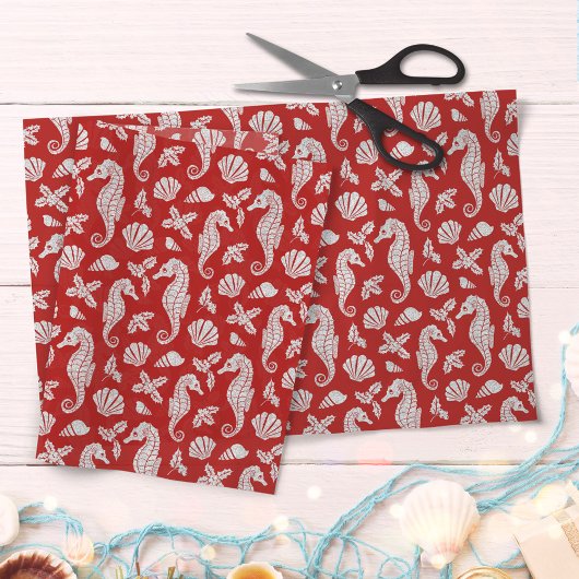 Papier Mousseline Motif des Seahores de Noël de Red Beach