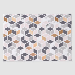 Papier Mousseline Motif des tons de terre cubes géométriques
