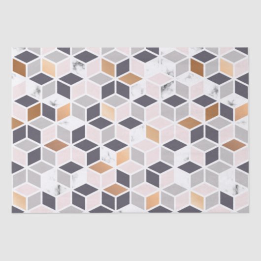 Papier Mousseline Motif des tons de terre cubes géométriques (Recto)