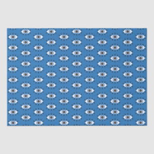 Papier Mousseline Motif des yeux mal grecs bleu noir blanc