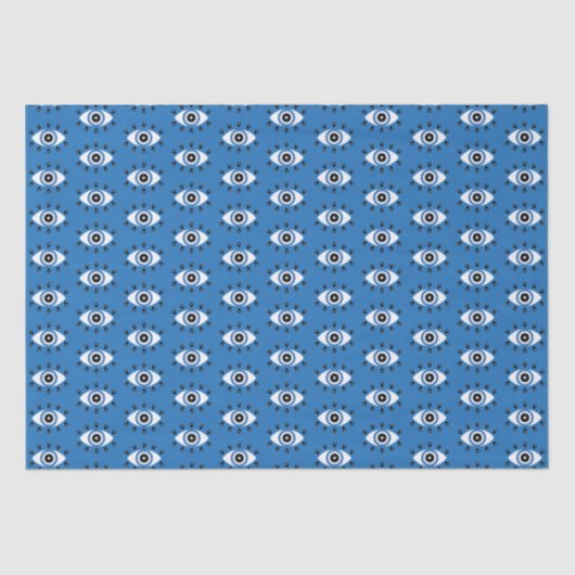 Papier Mousseline Motif des yeux mal grecs bleu noir blanc (Recto)