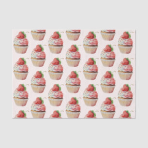 Papier Mousseline Motif dessert sucré fraise Cupcake