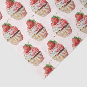 Papier Mousseline Motif dessert sucré fraise Cupcake (Détail)