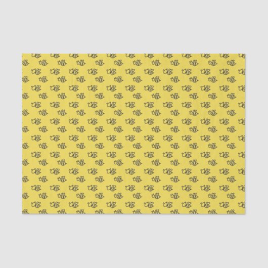 Papier Mousseline Motif d'été des abeilles jaune vif (Recto)