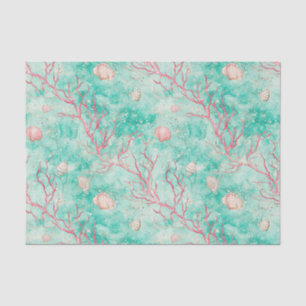 Papier Mousseline Motif d'étoile de mer corail nautique