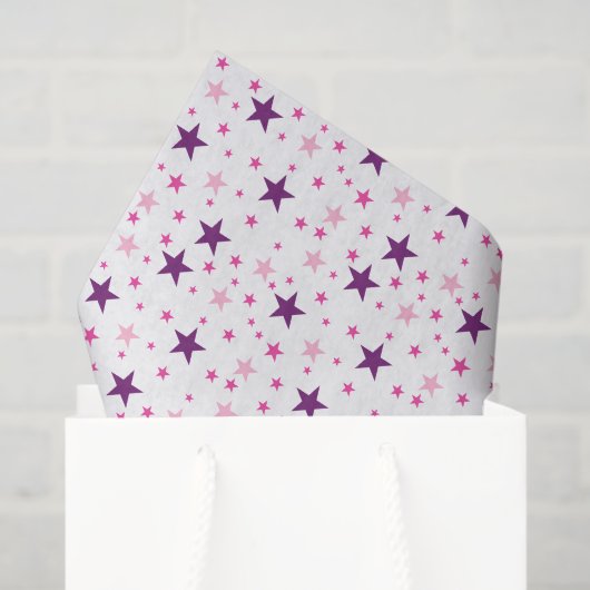 Papier Mousseline Motif d'étoiles blanc (Sac cadeau)