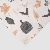 Papier Mousseline Motif d'Halloween avec citrouilles et oiseaux. (Détail)
