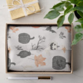 Papier Mousseline Motif d'Halloween avec citrouilles et oiseaux. (Cadeau)