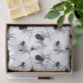 Papier Mousseline Motif d'Halloween Black White araignées (Cadeau)
