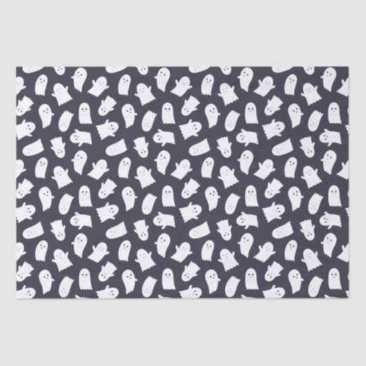 Papier Mousseline Motif d'Halloween Ghosts convivial (Recto)