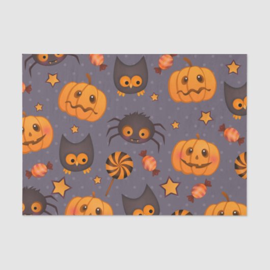 Papier Mousseline Motif d'Halloween mignon Arrière - plan pourpre (Recto)